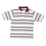 CLASSICS Mens White & Maroon Striped Short Sleeve Polo Shirt M Cotton Blend