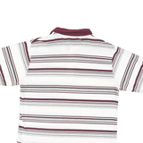CLASSICS Mens White & Maroon Striped Short Sleeve Polo Shirt M Cotton Blend