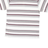 CLASSICS Mens White & Maroon Striped Short Sleeve Polo Shirt M Cotton Blend