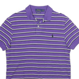POLO RALPH LAUREN Mens Purple & White Striped Short Sleeve Polo Shirt M Cotton