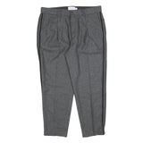 TOPMAN Mens Wool Blend Grey Regular Straight Trousers W34 L26 Classic Zip