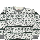FUTURE TREND Mens White Grey & Green Patterned Cotton Blend Jumper Regular Fit S