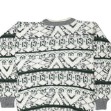 FUTURE TREND Mens White Grey & Green Patterned Cotton Blend Jumper Regular Fit S