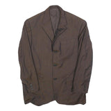PRADA Mens Brown Button Wool Blend Classic Jacket M Plain Elegant Tailored