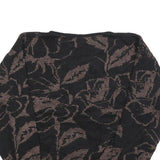 CAMPUS CLASSICS Womens Black Brown Floral Patterned Wool Blend Jumper L Comfort