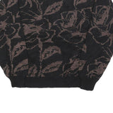 CAMPUS CLASSICS Womens Black Brown Floral Patterned Wool Blend Jumper L Comfort