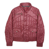 JUST CAVALLI Womens Red Quilted Jacket S Polyester Blend Zip Casual Stylish