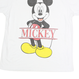 DISNEY Mens White Mickey Graphic T-Shirt L Short Sleeve Crew Neck Cotton