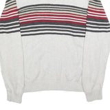 NAUTICA Mens Cream & Red Striped Pattern Shawl Collar Pullover Jumper M Cotton