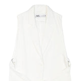 ZARA Womens White Sleeveless Waistcoat XS Button Neck Smart Casual Blazer Vest