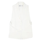 ZARA Womens White Sleeveless Waistcoat XS Button Neck Smart Casual Blazer Vest