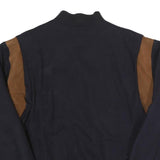 LACOSTE Mens Navy & Brown Wool Blend Bomber Jacket M Woven Contrast Panel