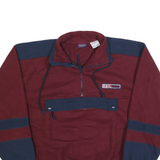 BUGLE BOY Mens Maroon & Navy Pullover Patterned Half Zip Jumper M BBC Sport Logo