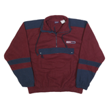 BUGLE BOY Mens Maroon & Navy Pullover Patterned Half Zip Jumper M BBC Sport Logo