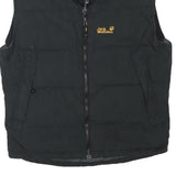 JACK WOLFSKIN Mens Black Outdoor Jacket S Polyester Blend Plain Zip Sleeveless