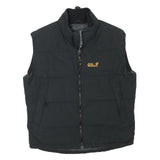 JACK WOLFSKIN Mens Black Outdoor Jacket S Polyester Blend Plain Zip Sleeveless