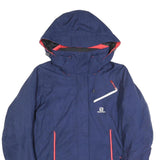 SALOMON Womens Blue Synthetic Jacket S Zip Hooded Outdoor Synthetic Sportswear