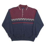 SAFE HARBOR Mens Maroon & Navy Geometric Pattern Collared XL Cotton Blend