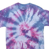 GILDAN Mens Blue & Purple Tie Dye T-Shirt S Short Sleeve Crew Neck Cotton Blend
