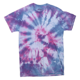 GILDAN Mens Blue & Purple Tie Dye T-Shirt S Short Sleeve Crew Neck Cotton Blend