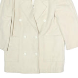 AQUASCUTUM Womens Cream White Double Breasted Jacket L Cotton Blend Button