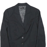 SISLEY Womens Black Cotton Blend Blazer Jacket XXS Button Closure Tailored Plain