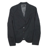 SISLEY Womens Black Cotton Blend Blazer Jacket XXS Button Closure Tailored Plain
