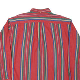 TOMMY HILFIGER Mens Red & Green Striped Shirt XL Button Down Long Sleeve Classic