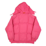 ELHO Womens Pink Jacket L Polyester Blend Plain Zip Hooded Puffer Warm