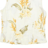 TWO PALMS Womens Cream & Yellow Floral Sleeveless Shirt S Button Up Summer