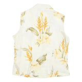 TWO PALMS Womens Cream & Yellow Floral Sleeveless Shirt S Button Up Summer