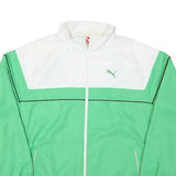 NIKE Mens Green White Track Jacket M Polyester Blend Zip Plain Sportswear