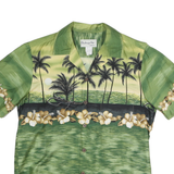BISHOPS BAY Mens Green & Beige Hawaiian Shirt S Floral Cotton Blend Relaxed Fit