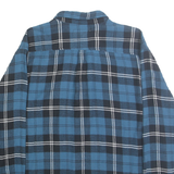 CLEARWATER Mens Blue & Black Check Shirt 2XL Cotton Long Sleeve Button Down