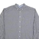 TOMMY HILFIGER Mens Blue & White Checked Shirt XL Classic Button-Down Cotton