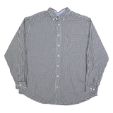 TOMMY HILFIGER Mens Blue & White Checked Shirt XL Classic Button-Down Cotton