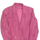 Womens Pink Silk Jacket M Button Long Sleeve Plain Elegant Lightweight