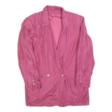 Womens Pink Silk Jacket M Button Long Sleeve Plain Elegant Lightweight