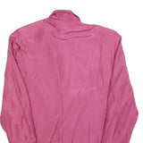 Womens Pink Silk Jacket M Button Long Sleeve Plain Elegant Lightweight