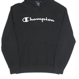 CHAMPION Mens Black Hoodie S Cotton Blend Pullover Sweatshirt