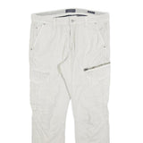 CANDA Mens Slim Beige Cargo Trousers Cotton Blend W36 L30 Utility Zip Pocket