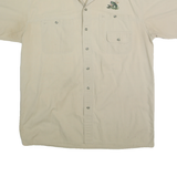 RED HEAD Mens Beige Cotton Fishing Short Sleeve Shirt XL Pocket Embroidery