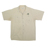RED HEAD Mens Beige Cotton Fishing Short Sleeve Shirt XL Pocket Embroidery