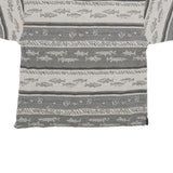 NORTH RIVER Mens Grey & Cream Patterned Short Sleeve Polo Shirt L Cotton Blend