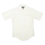 CHALLENGER Mens White Short Sleeve Shirt M Polyester Blend Classic Button Front