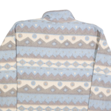 LOCKER SHOP Womens Blue & Cream Patterned Pullover Jumper Quarter Zip L Soft