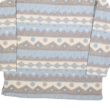LOCKER SHOP Womens Blue & Cream Patterned Pullover Jumper Quarter Zip L Soft