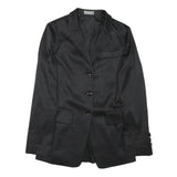 PACO RABANNE Womens Black Slim Jacket XXS Polyester Blend Pinstripe Button