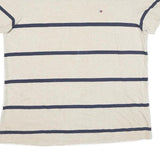 TOMMY HILFIGER Mens Cream & Navy Stripe Modern T-Shirt L Short Sleeve Crew Neck