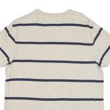 TOMMY HILFIGER Mens Cream & Navy Stripe Modern T-Shirt L Short Sleeve Crew Neck